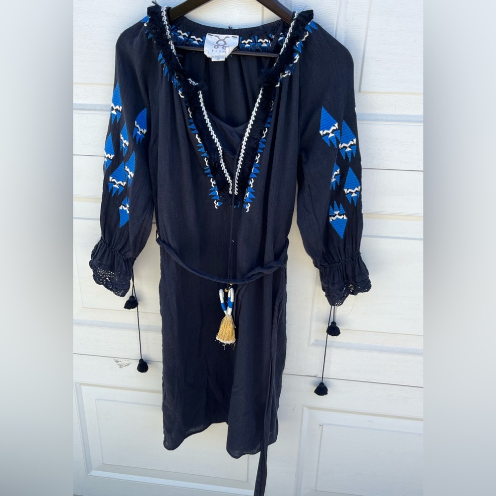 Women's Figue Melita Embroidery Boho Dress navy blue XS